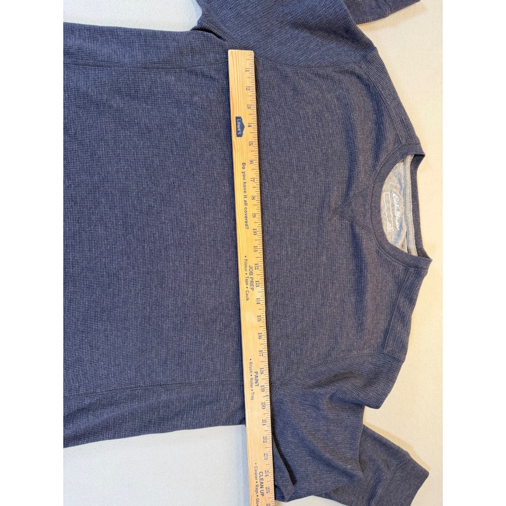 Eddie Bauer men's XL waffle knit thermal long sleeve shirt, blue/gray, pre-owned - Picture 5 of 9